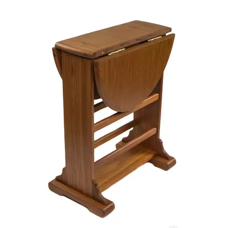 HomeRoots 21 Brown Solid Wood Oval Drop Leaf End Table