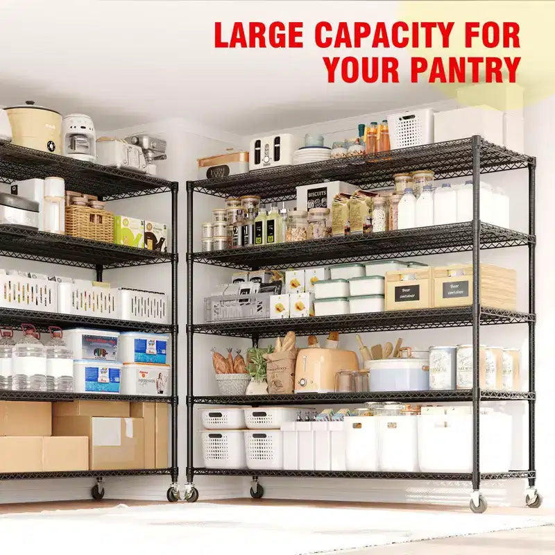 73 H Storage Shelves 2640LBS Heavy Duty Shelving Unit with Wheels & Feet, 4-Tiers Garage Shelving for Pantry Garage Kitchen Home Commercial