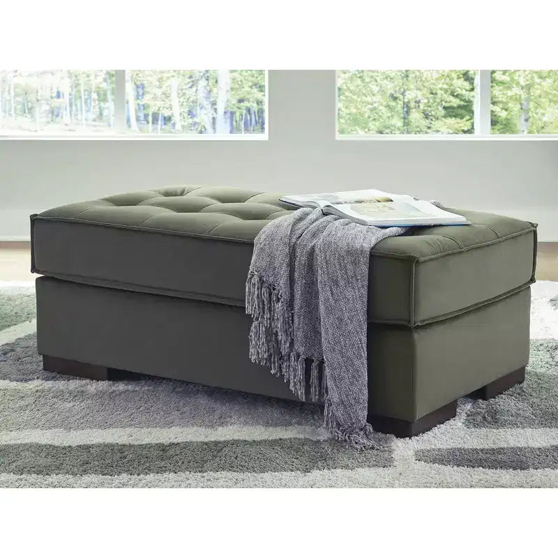 Signature Design by Ashley Marlow Peak Oversized Accent Ottoman, Tufted Polyester Upholstery, Olive Green