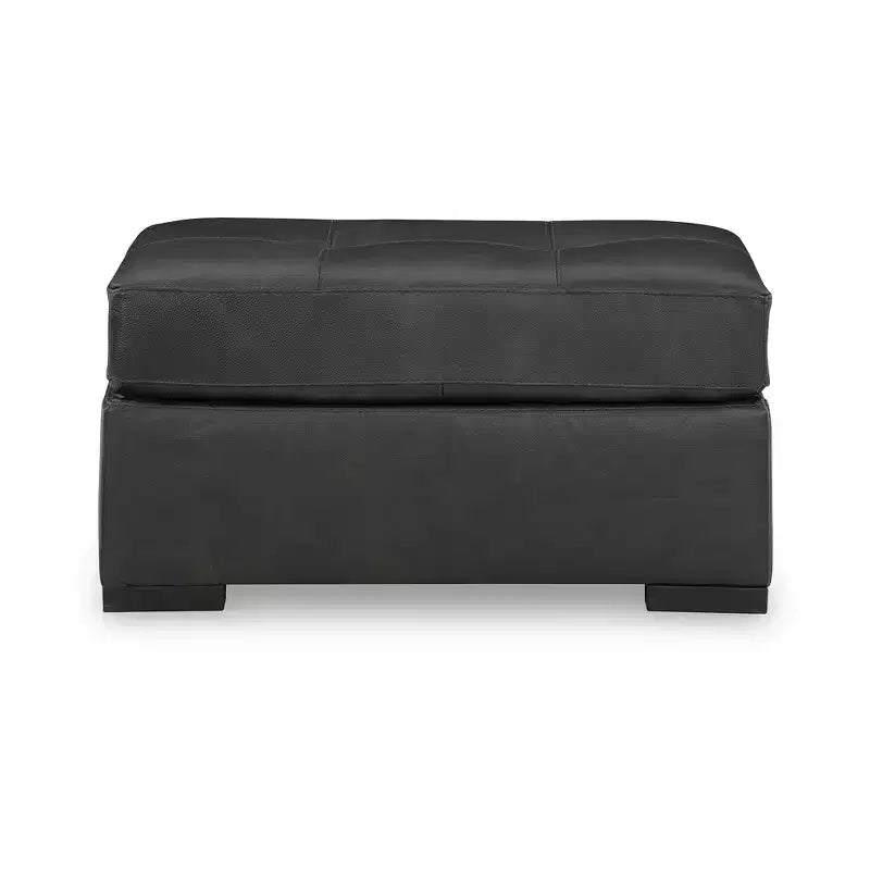 Signature Design by Ashley Brindley Pier Oversized Accent Ottoman, Top Grain Leather Cushion, Fog Black