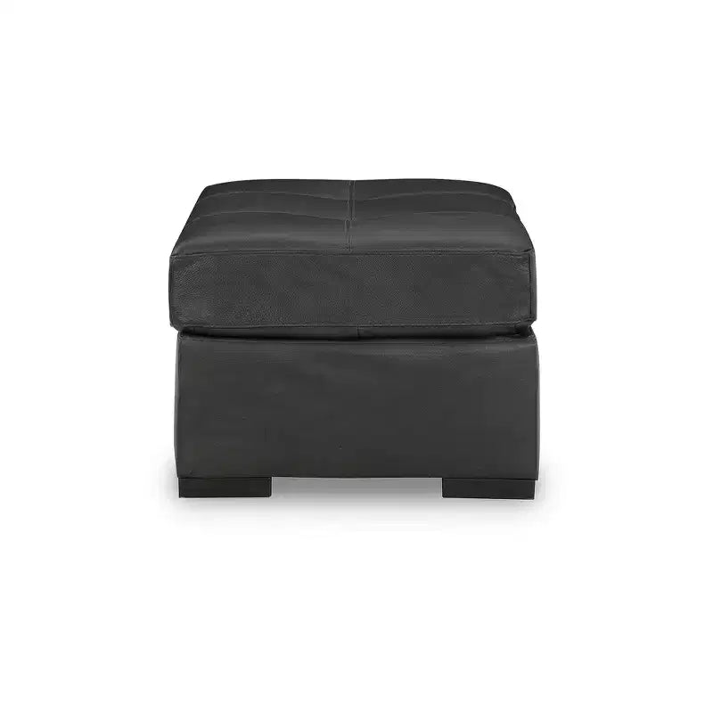 Signature Design by Ashley Brindley Pier Oversized Accent Ottoman, Top Grain Leather Cushion, Fog Black