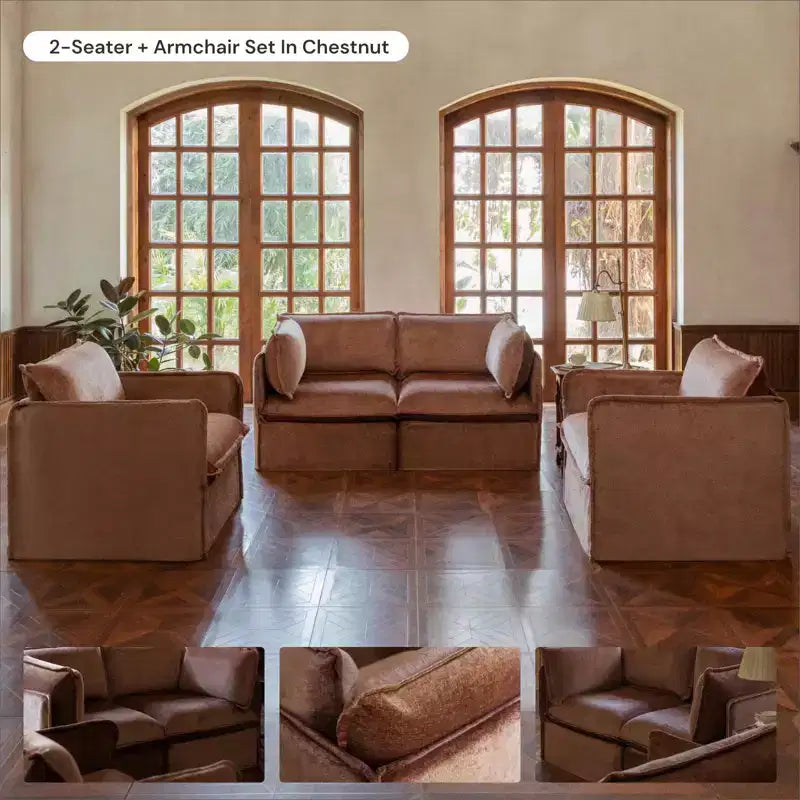 Anabei Modular Washable 6-Seater U-Sectional Sofa + Ottoman | Memorix+ Seat & Contour Pillow