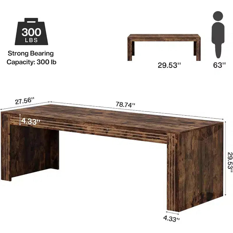 Lantine 79-Inch Extra Long Desk, Two Person Double Desk for Home Office, Wooden Long Computer Desk Writing Table for Office, Vintage Brown