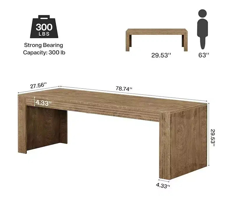 Lantine 79-Inch Extra Long Desk, Two Person Double Desk for Home Office, Wooden Long Computer Desk Writing Table for Office, Vintage Brown