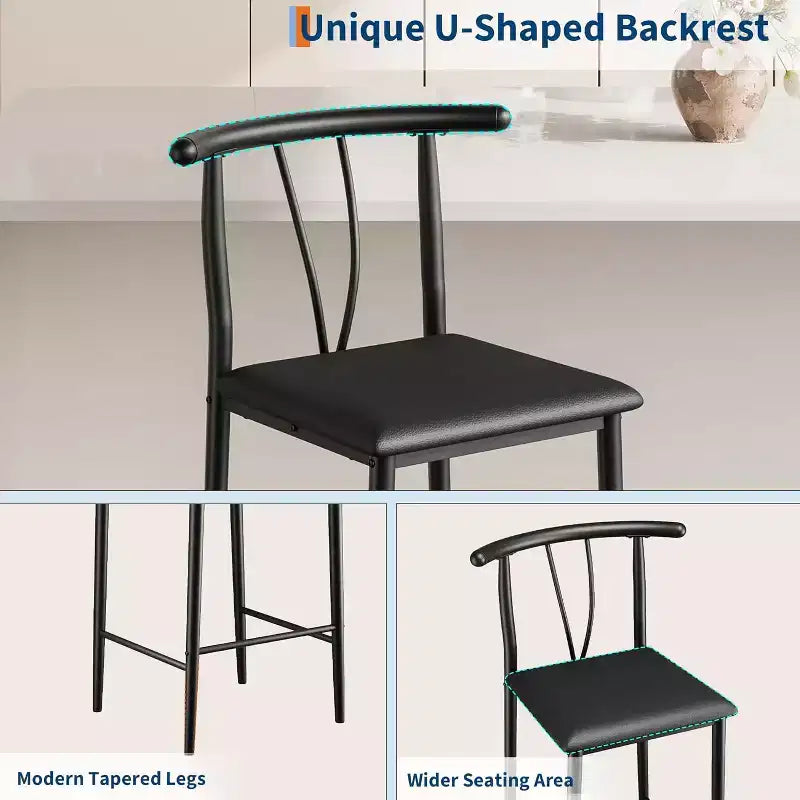 Modern Comfort Bar Stools Set of 2/ 4  25 Inch Counter Height Chairs with Backrest & Footrest, Upholstered Faux Leather, for Kitchen Island, Dining