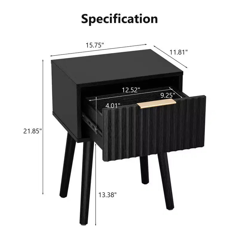 Table de chevet noire surélevée