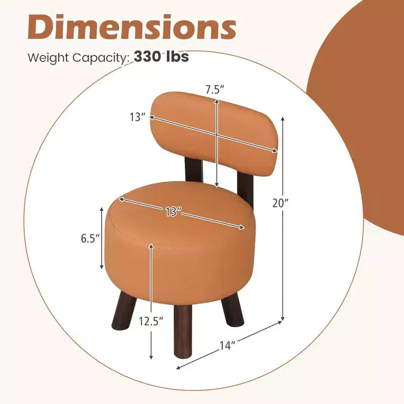 Petits tabourets repose-pieds avec dossier et pieds en bois de caoutchouc