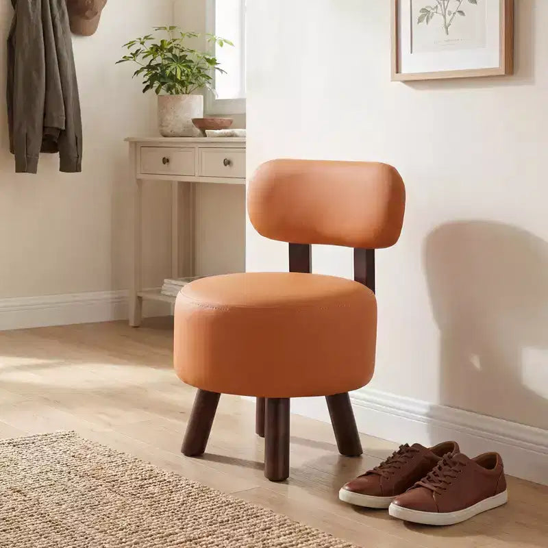 Petits tabourets repose-pieds avec dossier et pieds en bois de caoutchouc