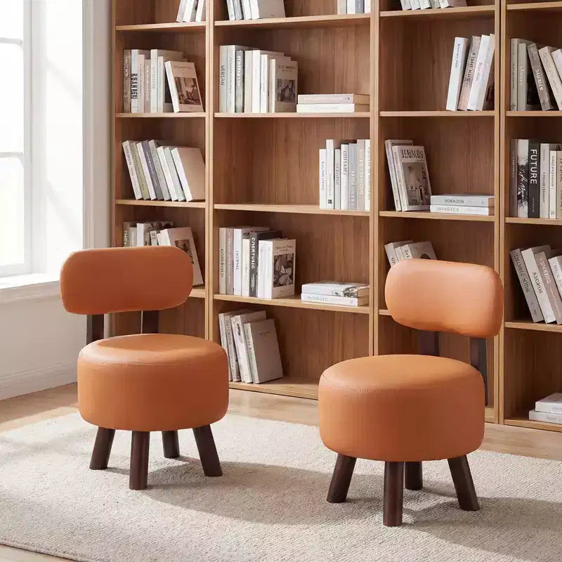Petits tabourets repose-pieds avec dossier et pieds en bois de caoutchouc