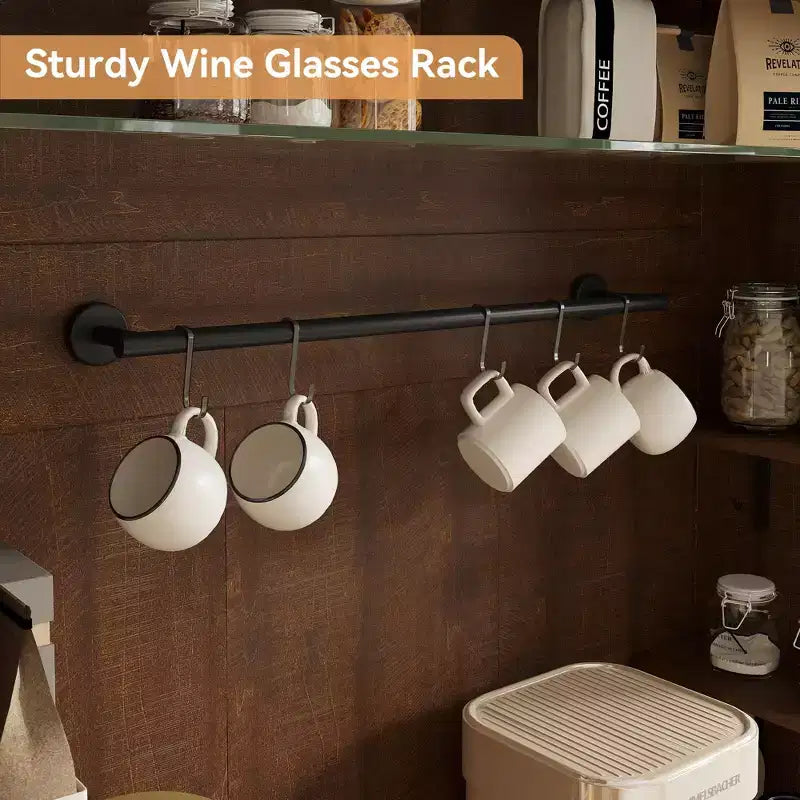 Meuble bar à café de style ferme avec lumières réglables et casier à vin