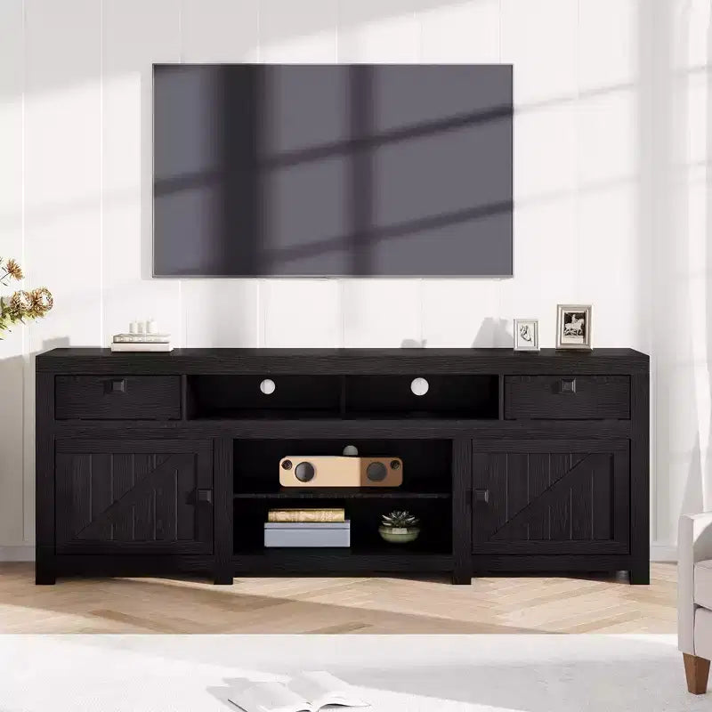 70.1 Farmhouse Wood TV Stand for 70 Inch TVs, Entertainment Center with Drawers, Adjustable Shelves &amp; Cable Management for Living Room &amp; Bedroom