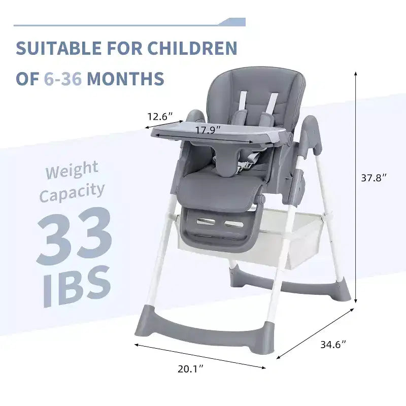 Chaise haute pour enfants, chaise haute pliante pour tout-petits, chaise haute en cuir PU