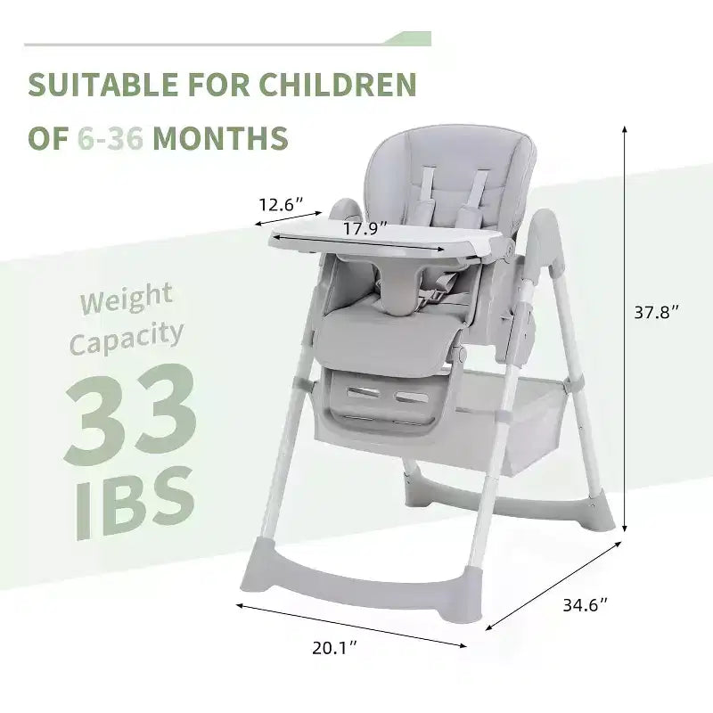Chaise haute pour enfants, chaise haute pliante pour tout-petits, chaise haute en cuir PU