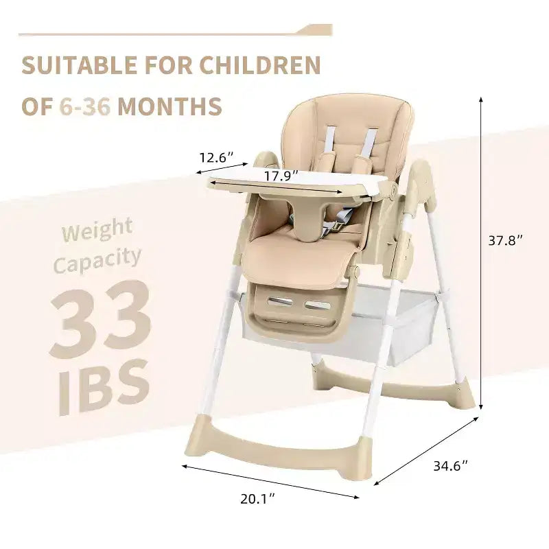 Chaise haute pour enfants, chaise haute pliante pour tout-petits, chaise haute en cuir PU