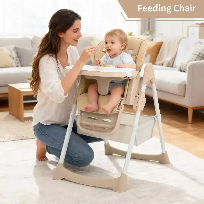 Chaise haute pour enfants, chaise haute pliante pour tout-petits, chaise haute en cuir PU