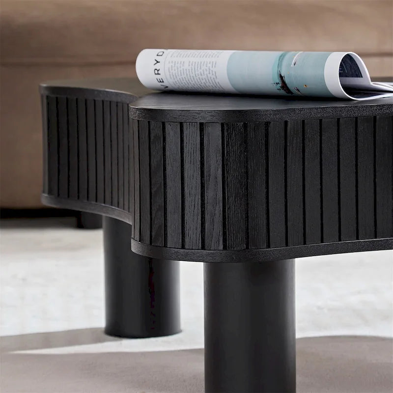 42.52 Inch Modern Wooden Handcraft Drum Coffee Table