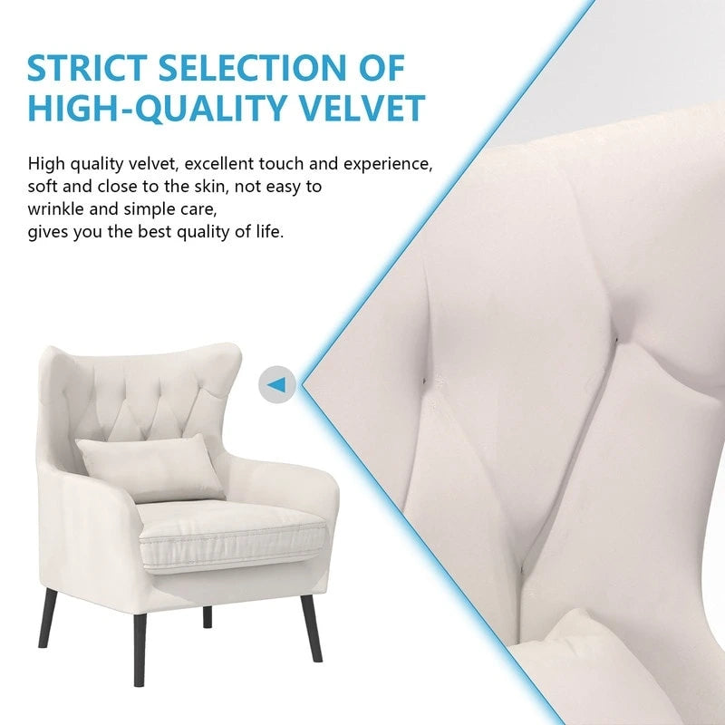Velvet Accent Chair Comfy Oversized Reading For Living Room(Set of 2)