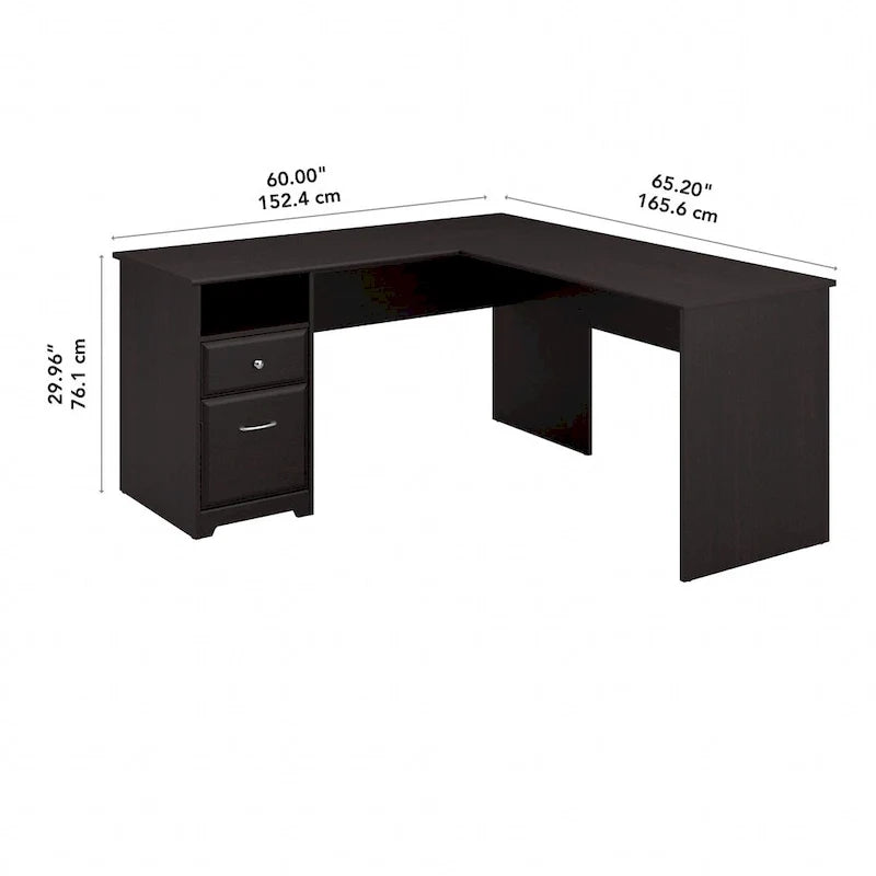 Cabot 60W L-Desk with Hutch and Drawers by Bush Furniture