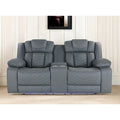 75" Light Gray Faux Leather Power Reclining Loveseat with Storage