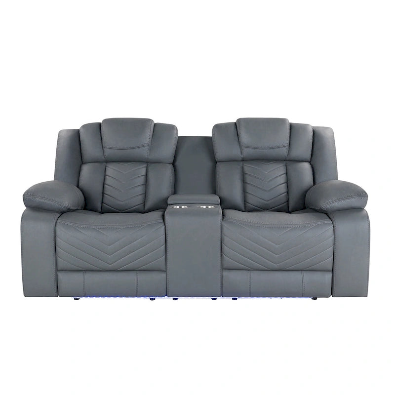 75 Light Gray Faux Leather Power Reclining Loveseat With Storage