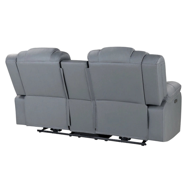 75 Light Gray Faux Leather Power Reclining Loveseat With Storage