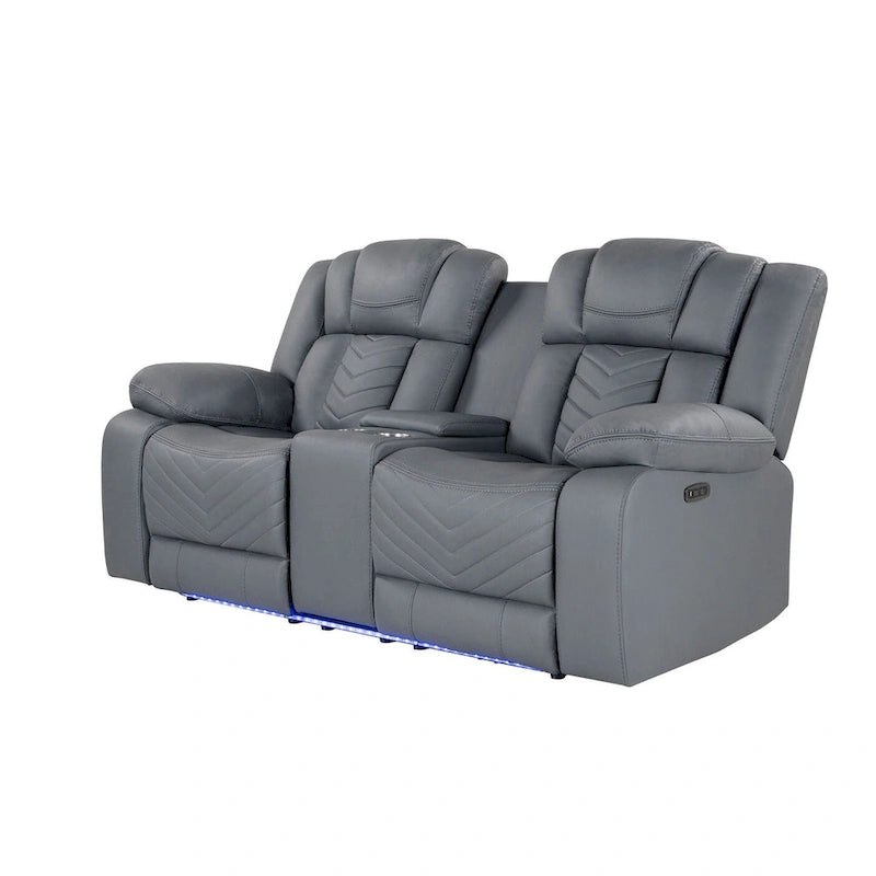 75 Light Gray Faux Leather Power Reclining Loveseat With Storage