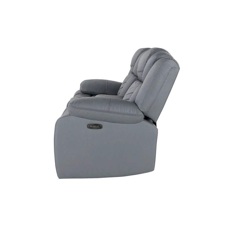 75 Light Gray Faux Leather Power Reclining Loveseat With Storage