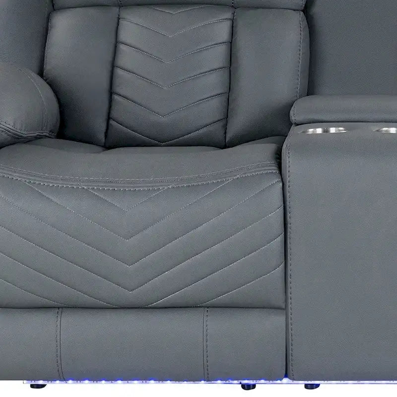 75 Light Gray Faux Leather Power Reclining Loveseat With Storage