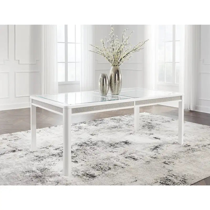 White/Green Rectangular Dining Extension Table - 42W x 96D x 30H