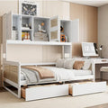 Modern Full Size Wood Daybed Storage Platform Bed Frame with All-in-One Cabinet, 2 Drawers and Shelf