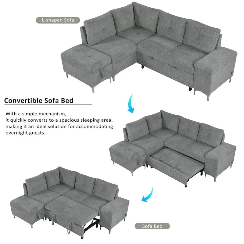 Power Recliner Corner Sofa Reclining Sofa Sectional Couches with Cup Holders, USB Ports and Power Socket for Living Room
