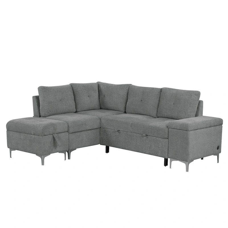 Power Recliner Corner Sofa Reclining Sofa Sectional Couches with Cup Holders, USB Ports and Power Socket for Living Room