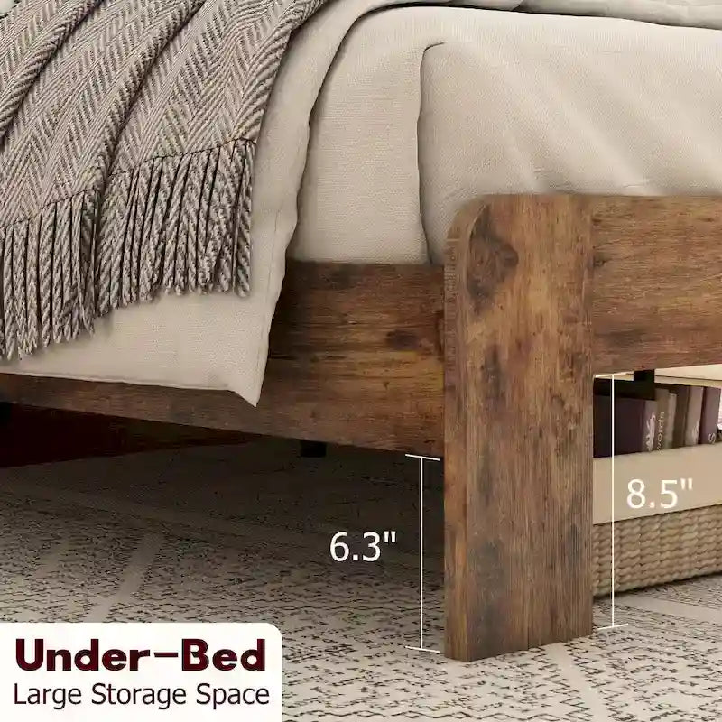 3-Pieces Bedroom Sets Wood Platform Bed Frame and Headboard,Solid Wood Nightstands Set of 2 with Three Drawer