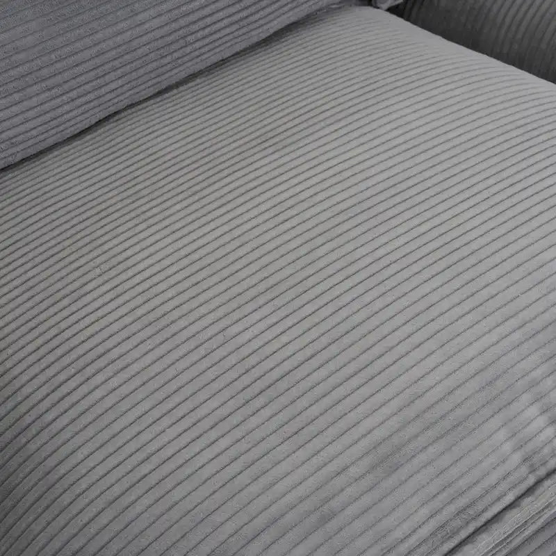 Sectional Sofa with Movable Ottoman Corduroy L-Shaped Upholstered Deep Seat Couch with Lumbar Pillows and Side Pockets