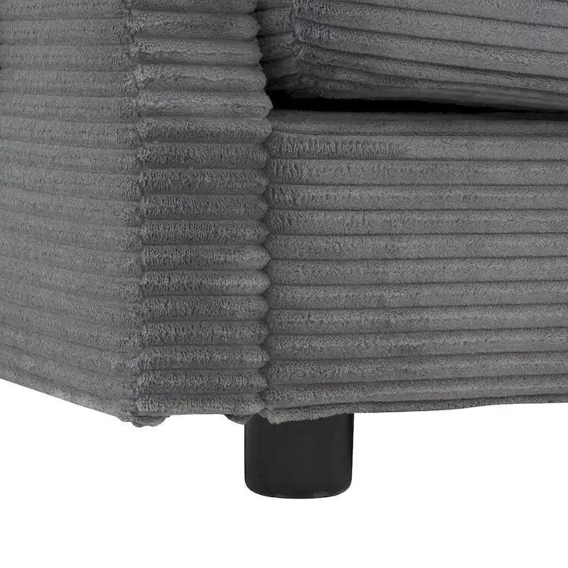 Sectional Sofa with Movable Ottoman Corduroy L-Shaped Upholstered Deep Seat Couch with Lumbar Pillows and Side Pockets