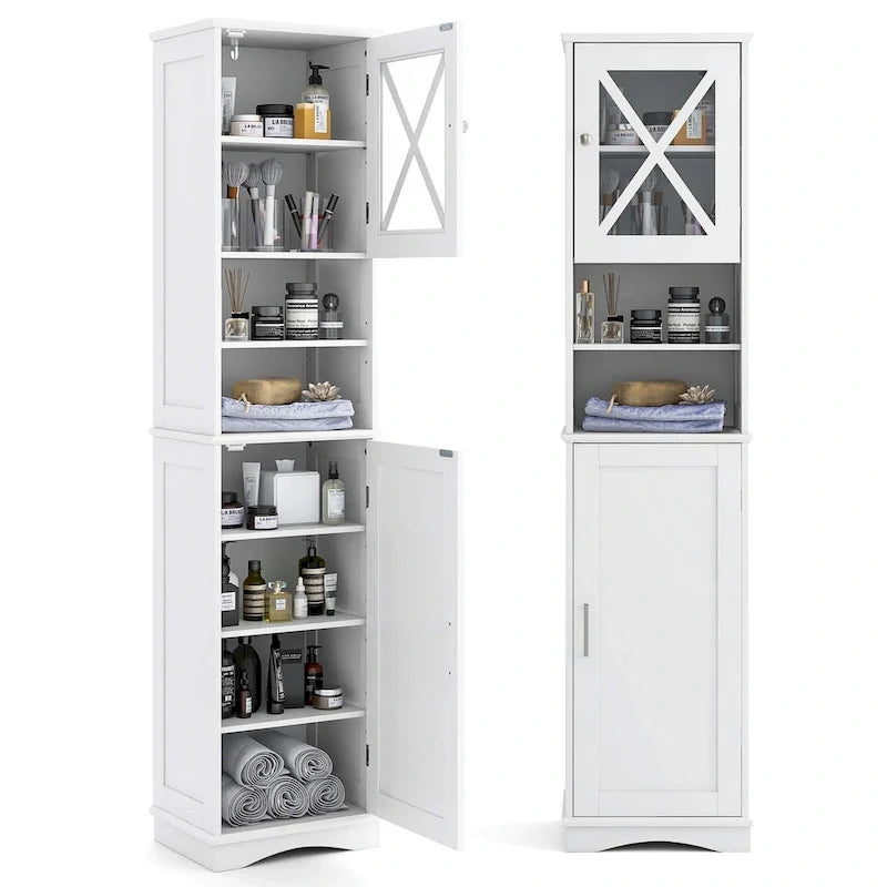 Costway 170 cm hoher Badezimmerschrank, freistehender Aufbewahrungsschrank mit 5 Ebenen - Details ansehen