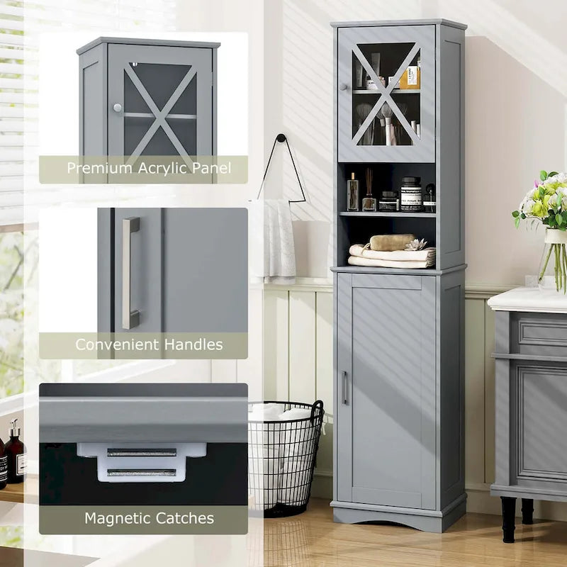 Costway 67 Tall Bathroom Cabinet Freestanding Storage Cabinet with 5 - See Details