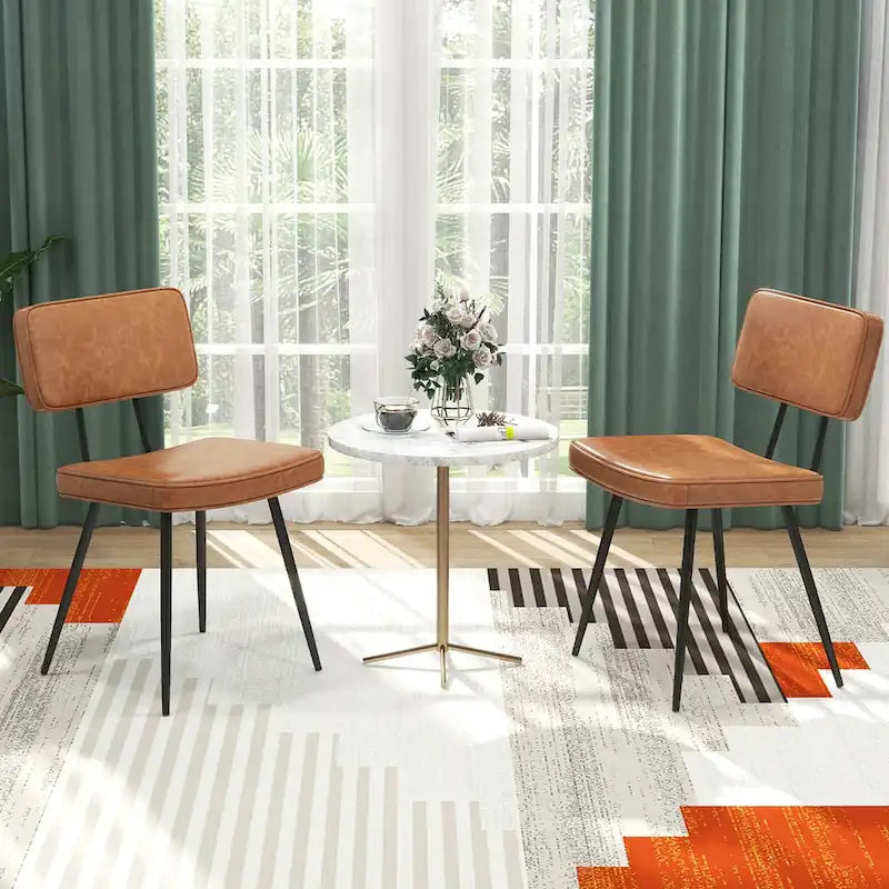 Dining Chairs Set of 2 with PU Leather Cover Filled Sponge