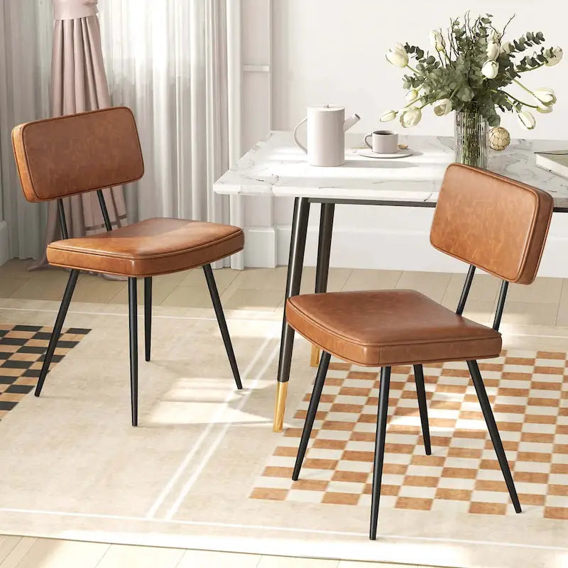 Dining Chairs Set of 2 with PU Leather Cover Filled Sponge
