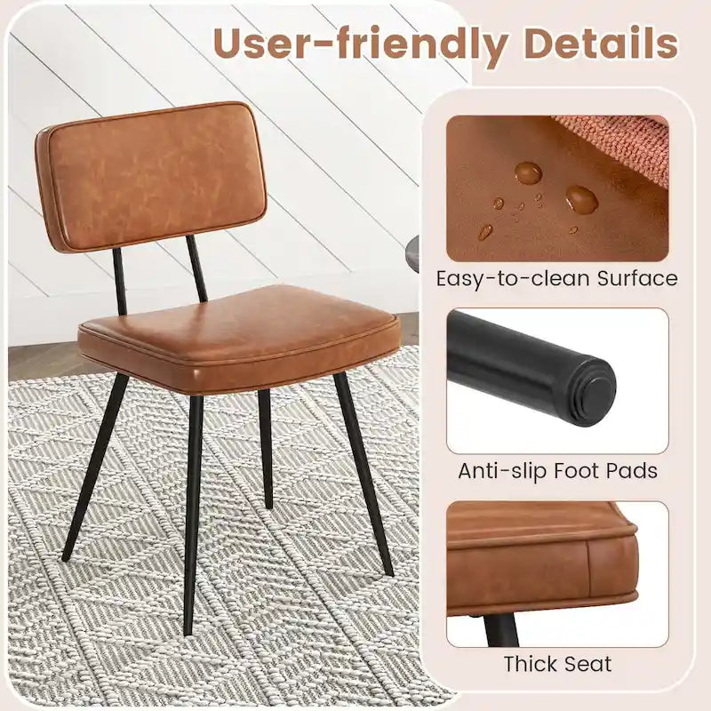Dining Chairs Set of 2 with PU Leather Cover Filled Sponge