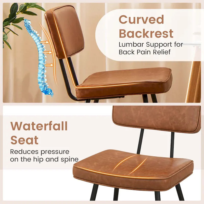 Dining Chairs Set of 2 with PU Leather Cover Filled Sponge