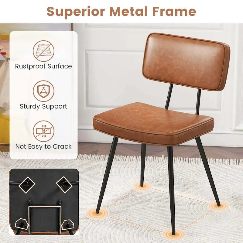 Dining Chairs Set of 2 with PU Leather Cover Filled Sponge