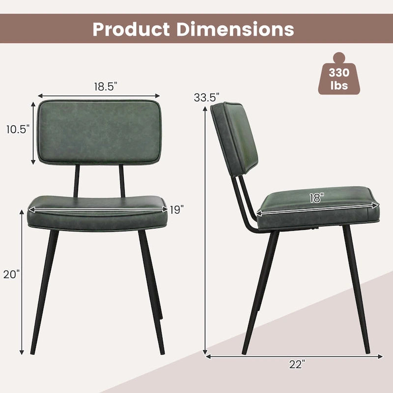 Dining Chairs Set of 2 with PU Leather Cover Filled Sponge