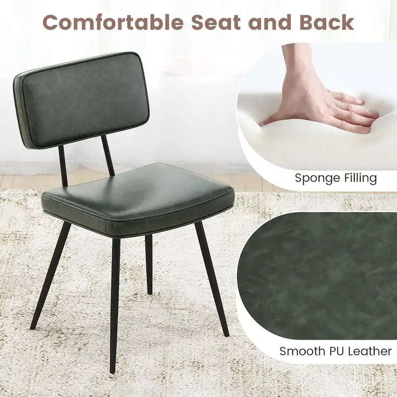 Dining Chairs Set of 2 with PU Leather Cover Filled Sponge