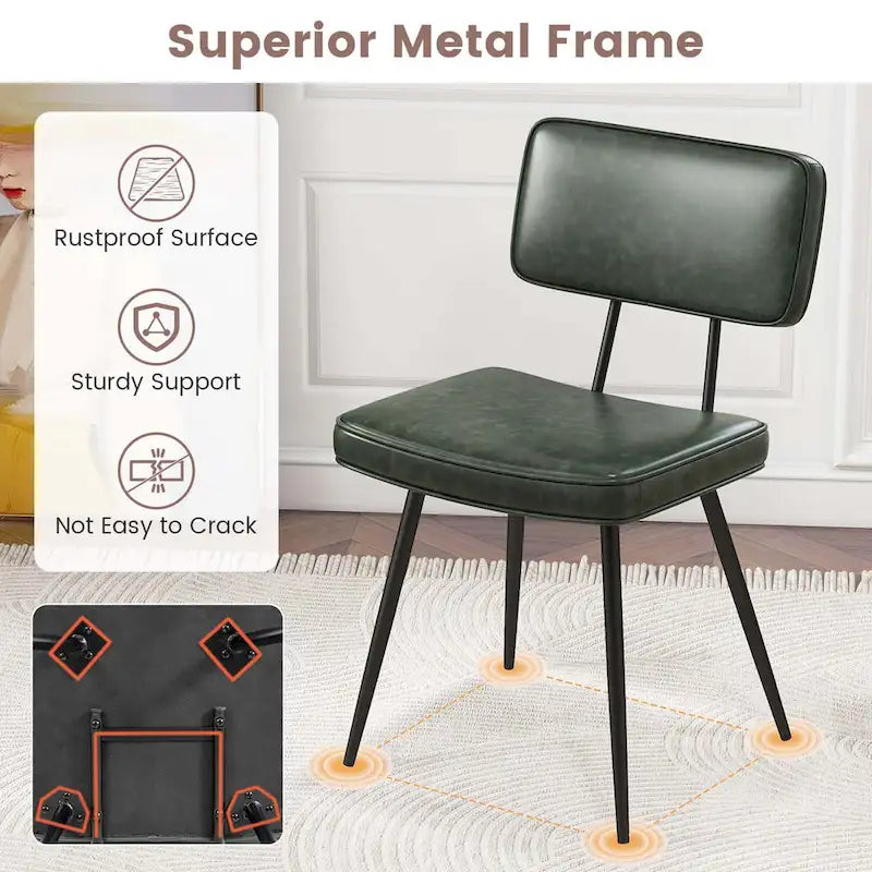 Dining Chairs Set of 2 with PU Leather Cover Filled Sponge