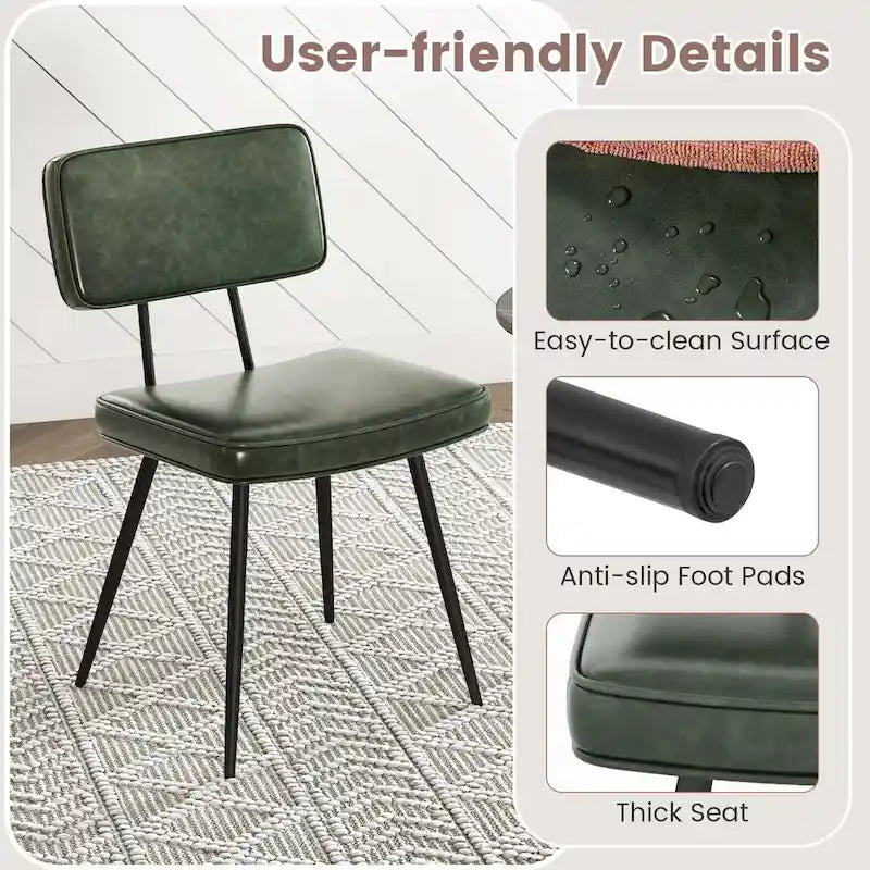 Dining Chairs Set of 2 with PU Leather Cover Filled Sponge