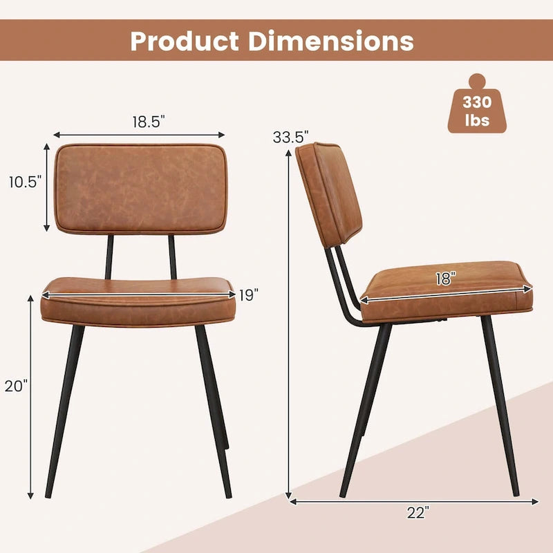 Dining Chairs Set of 2 with PU Leather Cover Filled Sponge