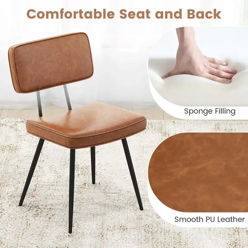 Dining Chairs Set of 2 with PU Leather Cover Filled Sponge