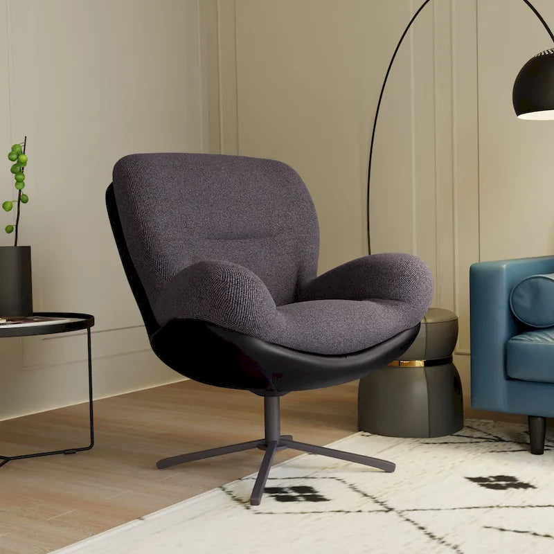 Modern Chenille 360 Swivel Office Chair with Metal Base Frame