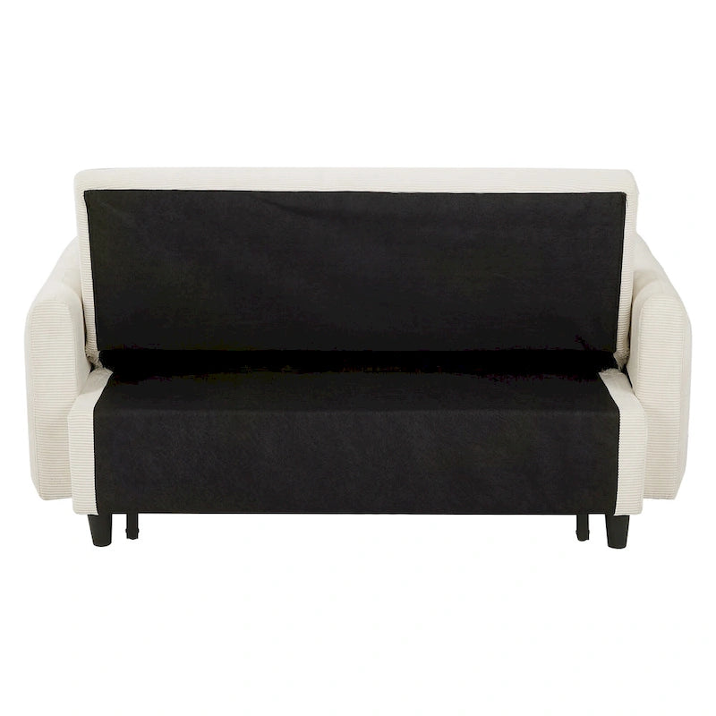 Roomfitters Pull-Out Sofa Bed Convertible 2-Seat Loveseat with Throw Pillows and USB Ports, Modern Sleeper Sofa, Beige